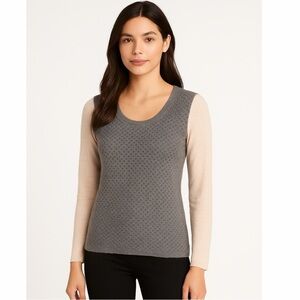 Saks Fifth Avenue Cashmere Mixed Knit Scoop Neck Sweater